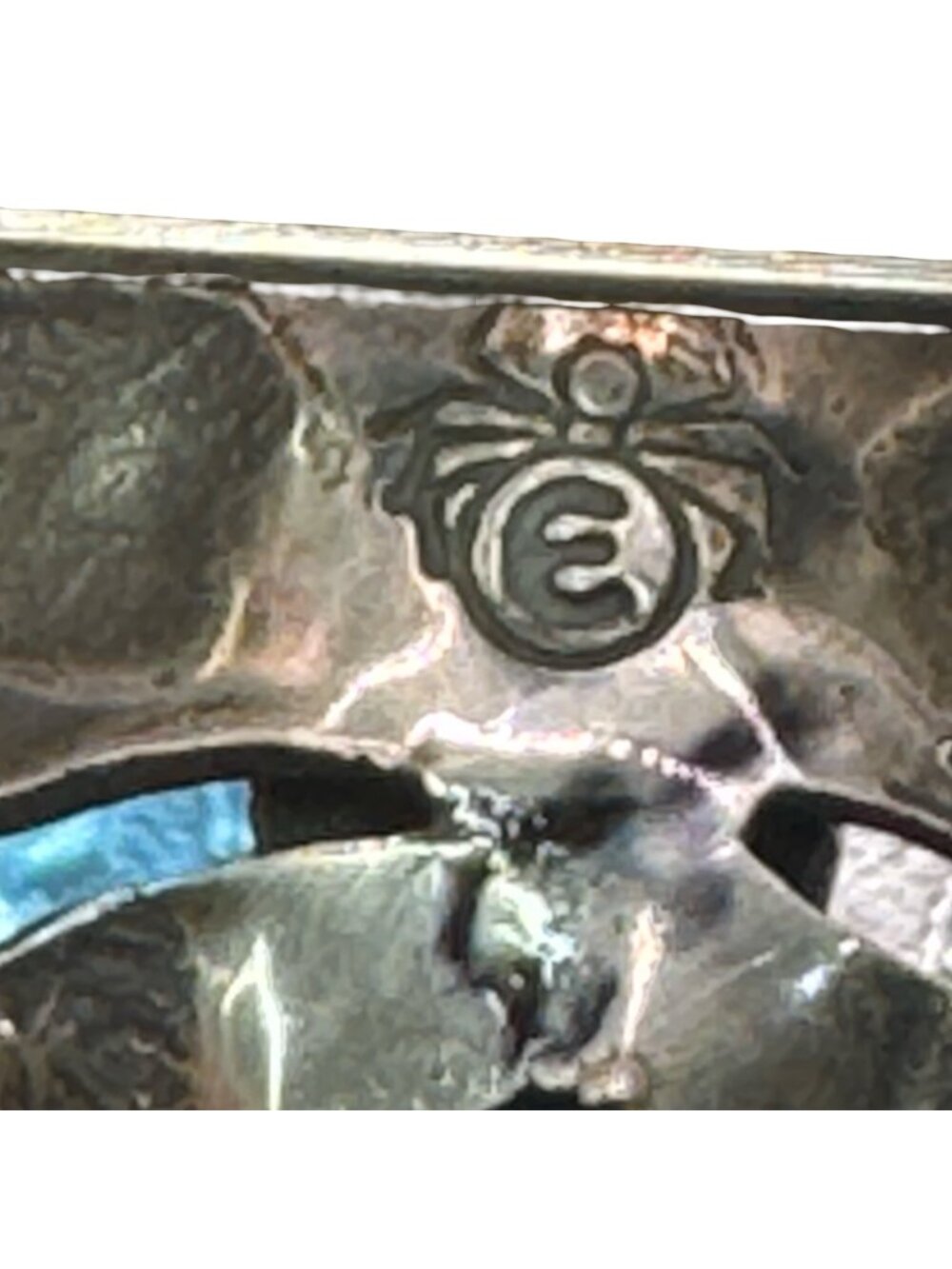 Joe Eby Sterling Silver Butterfly Pin Kingman Turquoise Anglo Spider Mark 2" Vtg - Picture 5 of 11